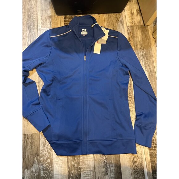 Cutter & Buck Mens CB DryTec Blue Full-Zip Jacket L/G Moisture-Wicking - Picture 1 of 6